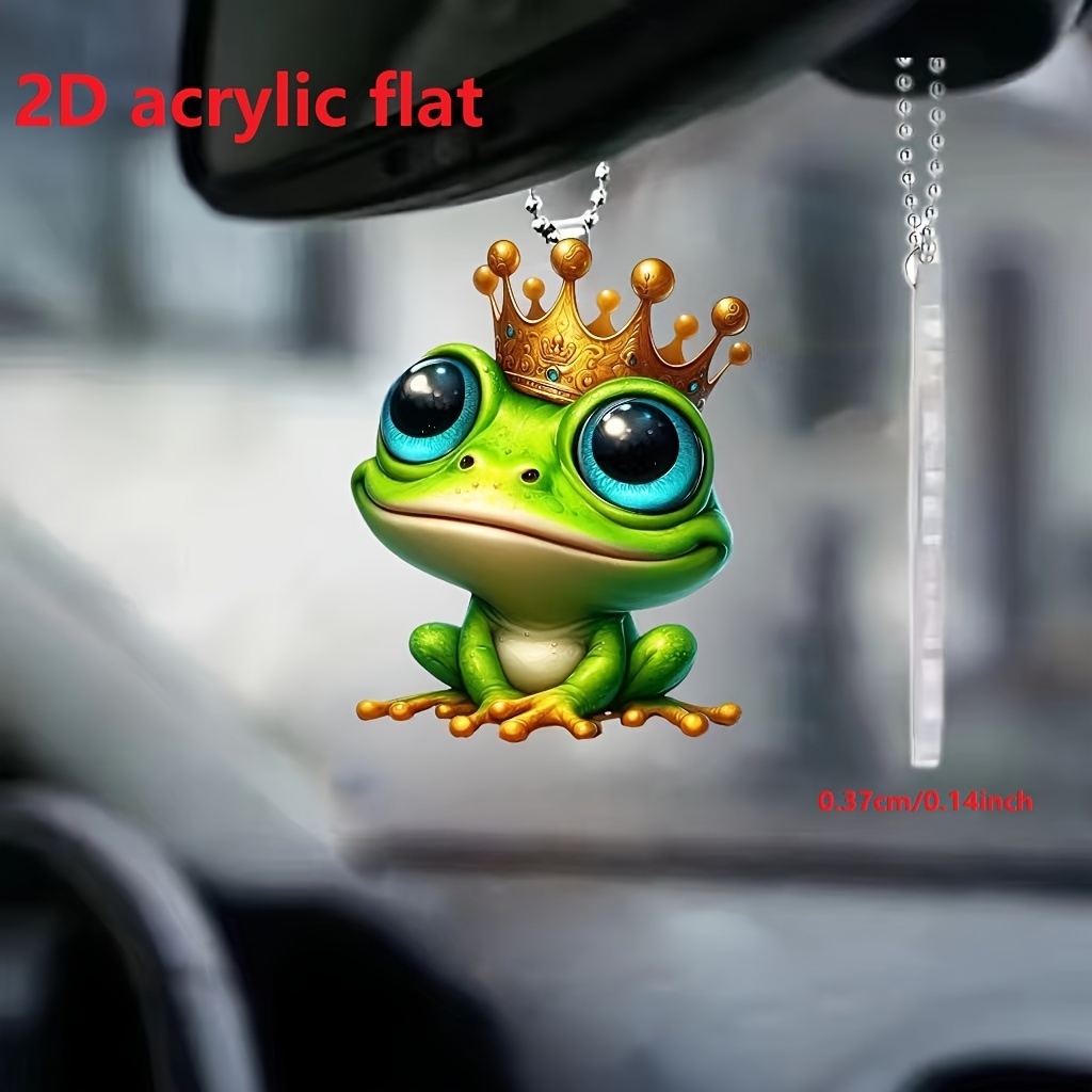 

1pc 2d Acrylic Cute Frog Design Car Rearview Mirror Decorative Pendant, Bag, Keychain Pendant, Home Decorative Pendant