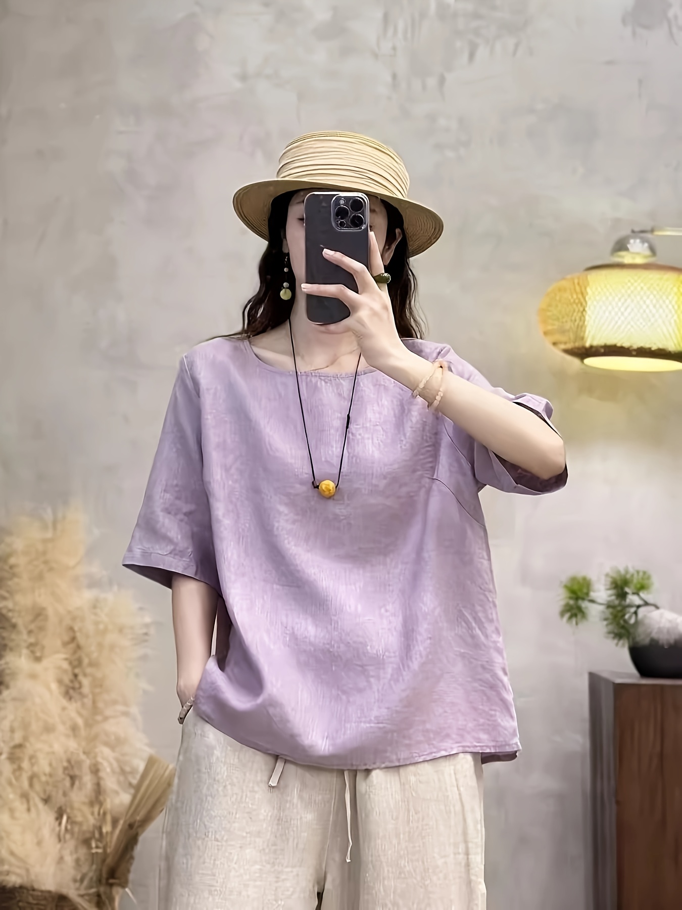 literary breathable and linen casual summer new short sleeved t shirt loose retro top