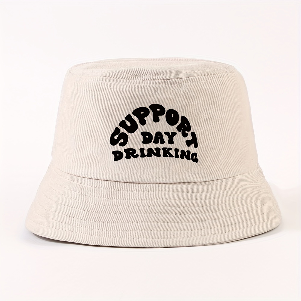 Image of Women's "support " Embroidered Bucket Hat - Lightweight, Non-stretch, Solid Color Style Fisherman Cap For Travel & Outdoor Activities, Fishing Ha