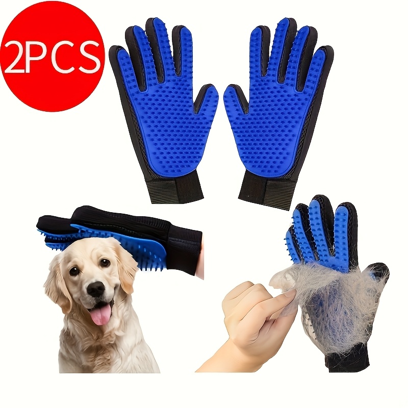 Image of 2-pack Pet Grooming Gloves For Cats And Dogs, Five-finger Deshedding Brush, Pet Massage And Bathing Gloves