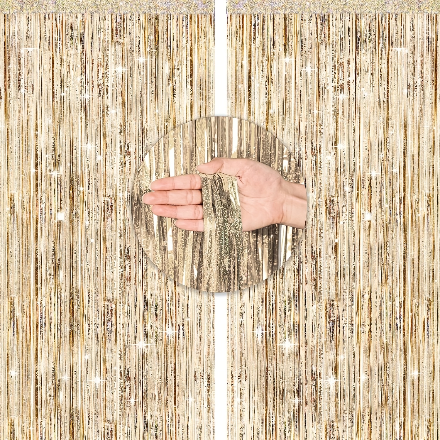 a roll of   golden shimmering foil metallic ribbon foil tassels suitable for birthday wedding and prom decorations durable plastic party backdrop streamers with an elegant     spring summer