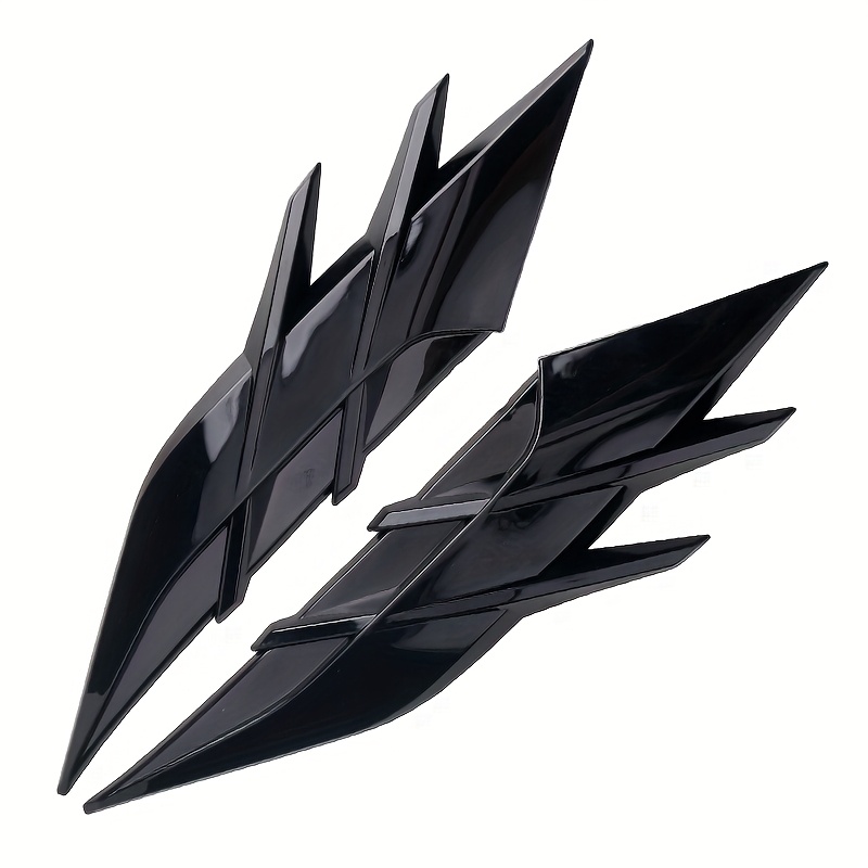 Image of Pair Of Car Modified Fender Side Skirt Spoiler Decals, Headlight Eyebrow Trim Stickers, Front Bumper Vent Body Wing Accents And Rear Light Grille Emblems