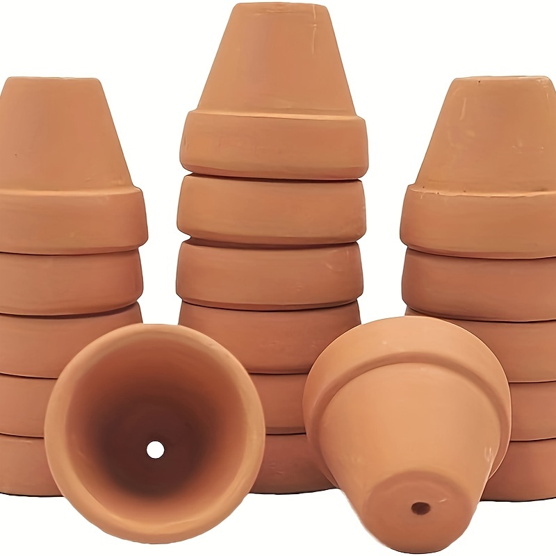 

10 Pack Mini Terracotta Clay Pots With Drainage Holes - Small 1.2" Succulent & Cactus Nursery Planters, Indoor/outdoor Garden Pottery Crafts, Ideal For Wedding/event Favors & Diy Projects