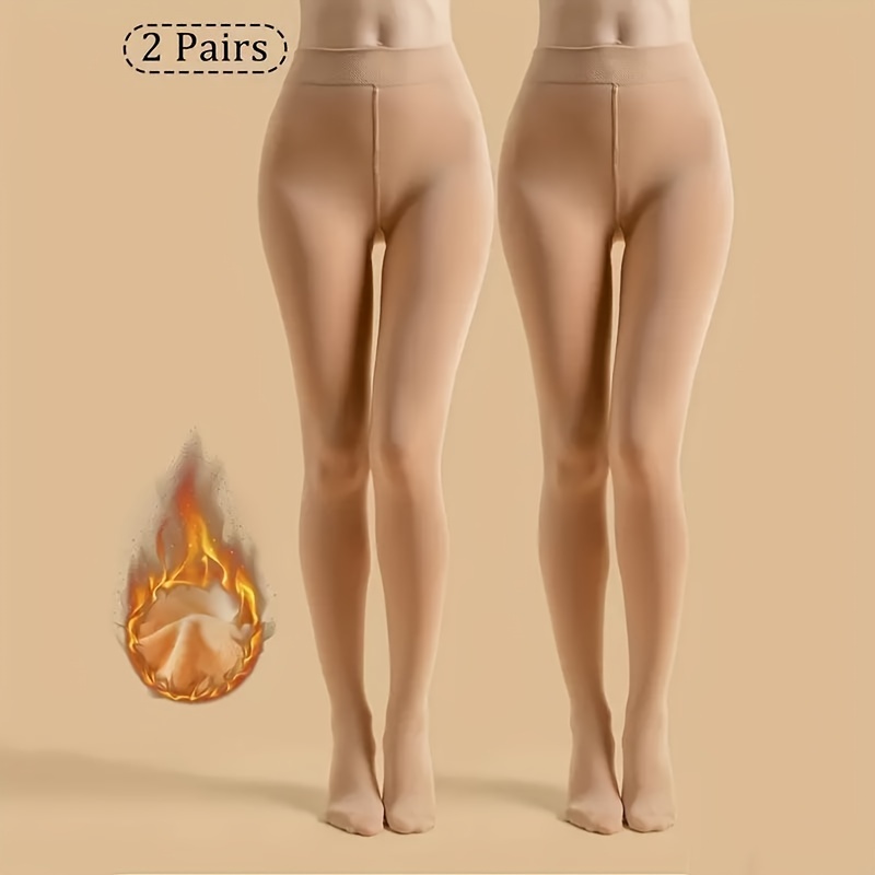 

2 paires de leggings épais et solides, collants thermiques décontractés à taille haute pour et l'hiver, bas et bonneterie pour femmes