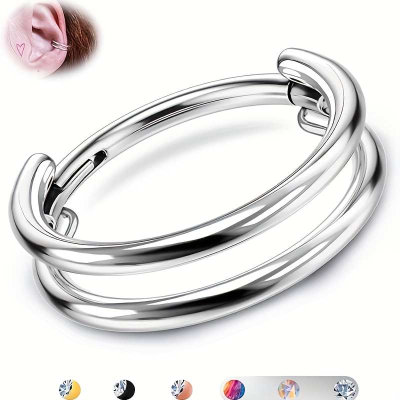 E-shop 1 Stück Doppelschicht Nahtloser Scharnier-Nasenpiercing Design Nasenring, Modischer 316 Edelstahl Schmuck Septumring Conch Piercing Schmuck,