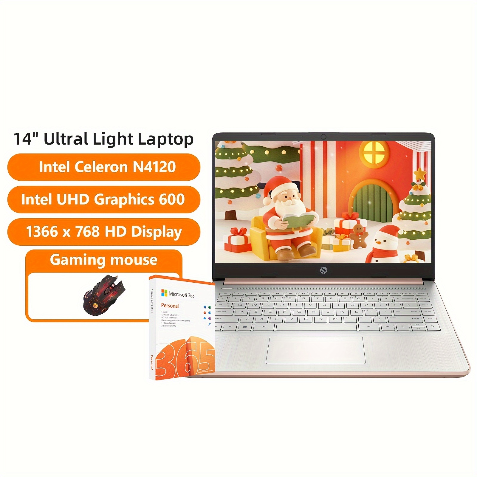 

Hp 14" Light Laptop Computer, 8gb , 256gb Storage(128gb Emmc+ 128gb Sd Card), Intel - N4120, Hd Display, Webcam, Home Mode With Gaming Mouse