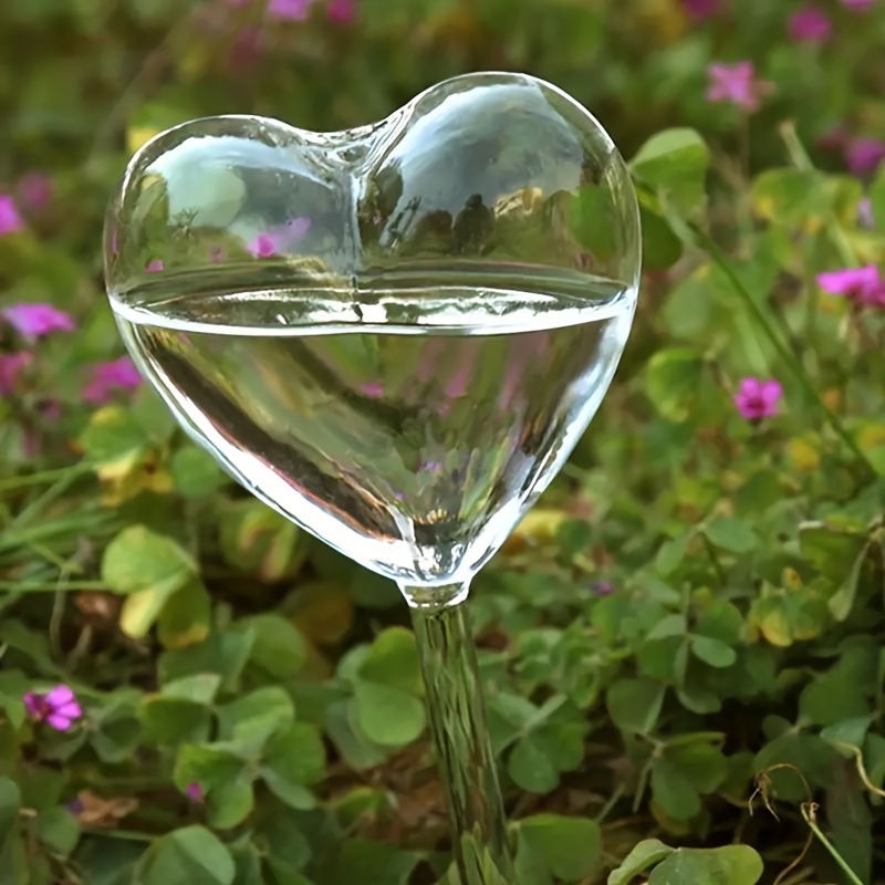 

3/6pcs Transparent Glass Heart Automatic Watering Device Potted Plants Balcony Lazy Drip Tube, Very Suitable For Automatic Watering At Home And Gardening Tools