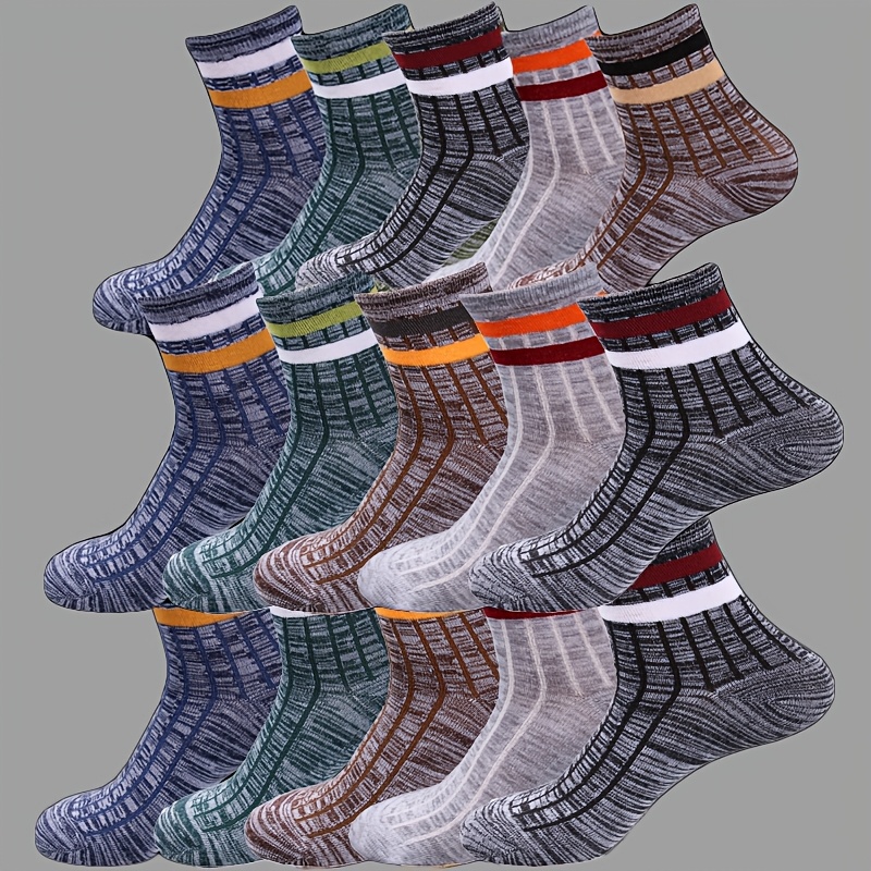 Image of 15-pair Mid-calf Men's Socks, Fashionable Ethnic Vintage Style, Casual, Breathable, And Comfortable Mid-length Socks