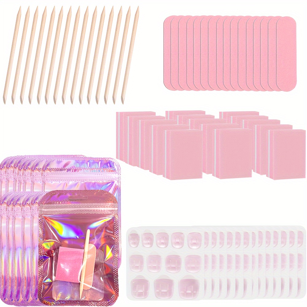 

Kit de 75 Ongles à Coller Outils - des , des Polisseurs, des Bandes Adhésives & des Bâtons en dans un Sac Holographique une Manucure et Faciles