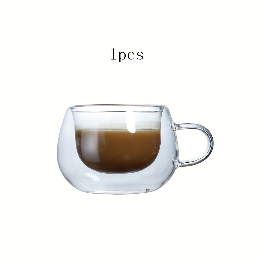 E-shop 3.7 Oz (ca. 110G) Kleine, transparente, doppelwandige Kaffeebecher aus Glas mit Griff, isoliert, Cappuccino, Tee, Latte-Becher, Trinkbecher