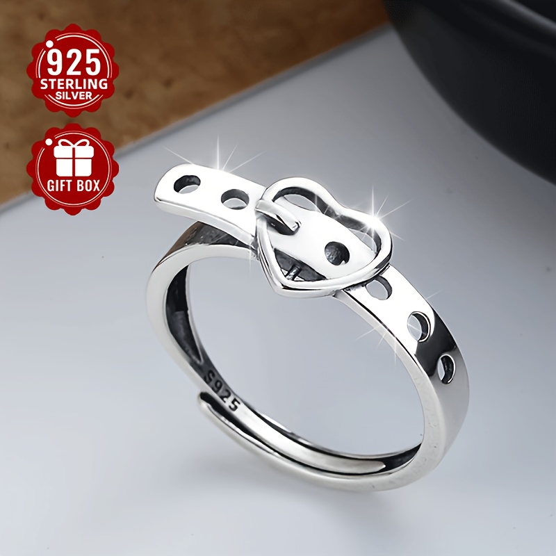 

1pc S925 Sterling Silver Design Belt Heart Lock Korean And Adjustable Low Allergy Perfect Surprise Gift For Christmas Date For Lovers (about 2.01g)