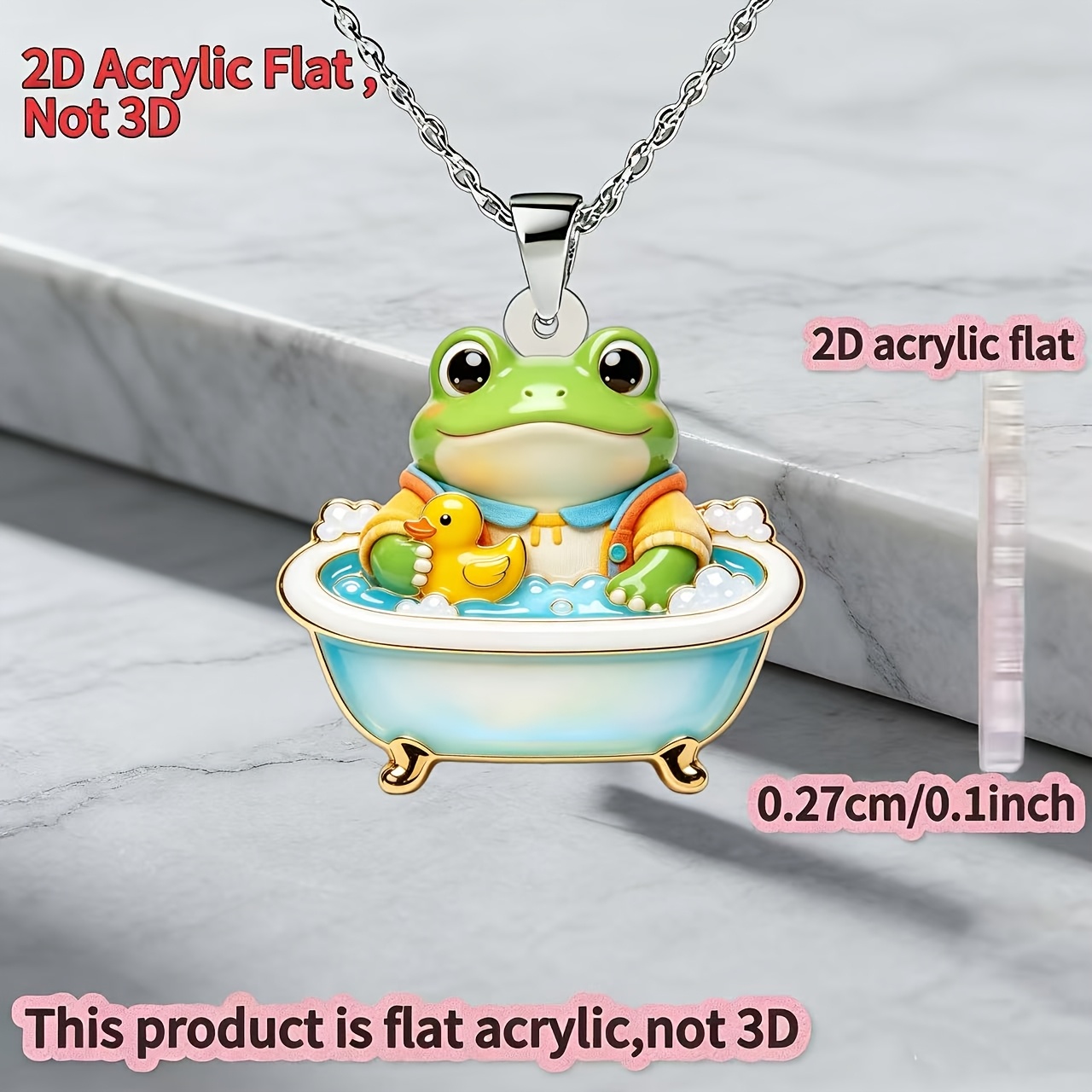 Women's Cute Frog Acrylic Pendant Necklace, Fun Gift