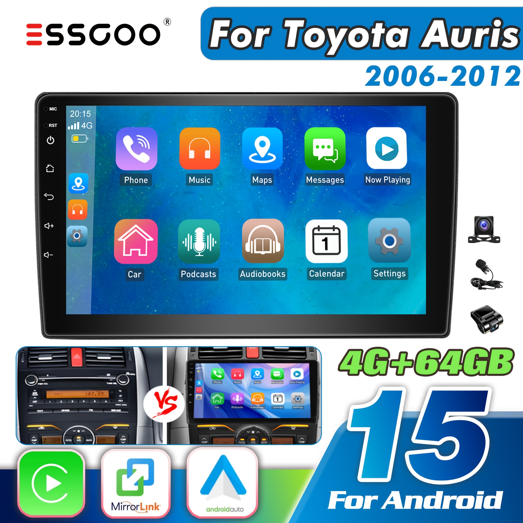 Essgoo Upgrade For 2006-2012 With 15 System Car Radio | 9-inch Ips Touchscreen & Frame | & Auto | 4gb + 64gb Storage | | Dashcam & Steering Wheel Control Support | Asp Sound Tuning & Rds