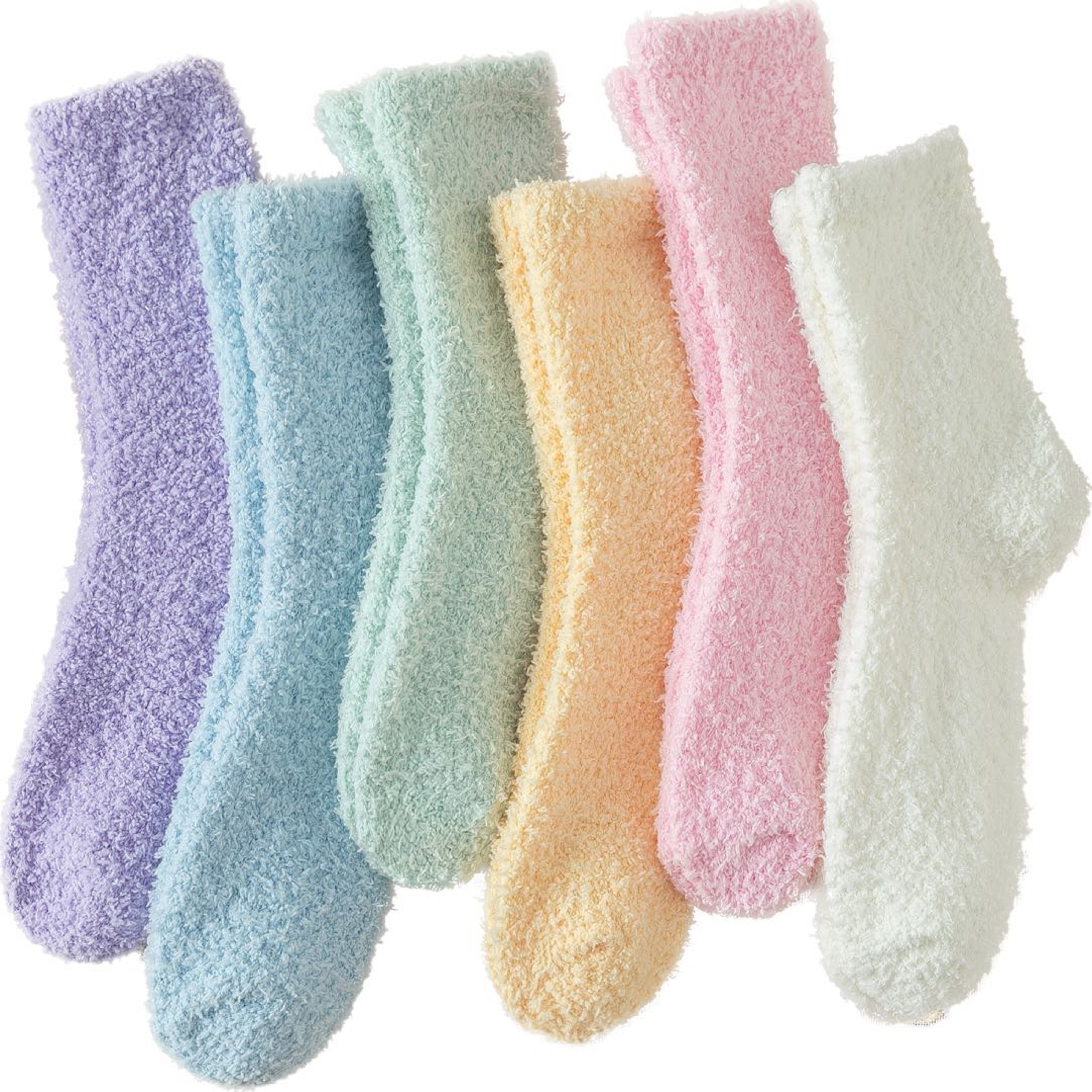 

6 Pairs Solid Fuzzy Socks, Soft & Warm Home Sleeping Socks, Women's Stockings & Hosiery