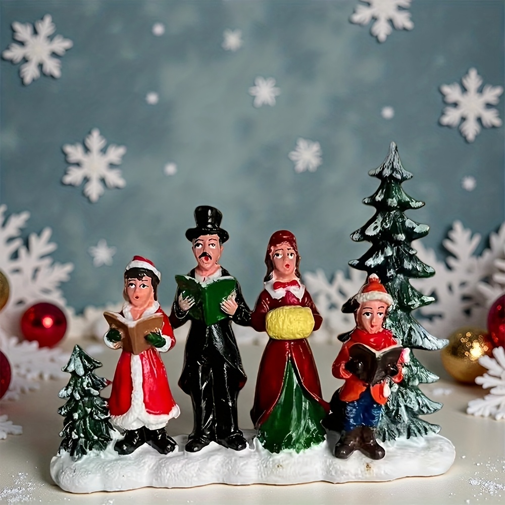 TEMU 1pc Christmas Decoration Family Figurine, Home Desktop Bedroom Entryway Cabinet Warm Creative Craft Ornament With Crystal Ball Interior Scene