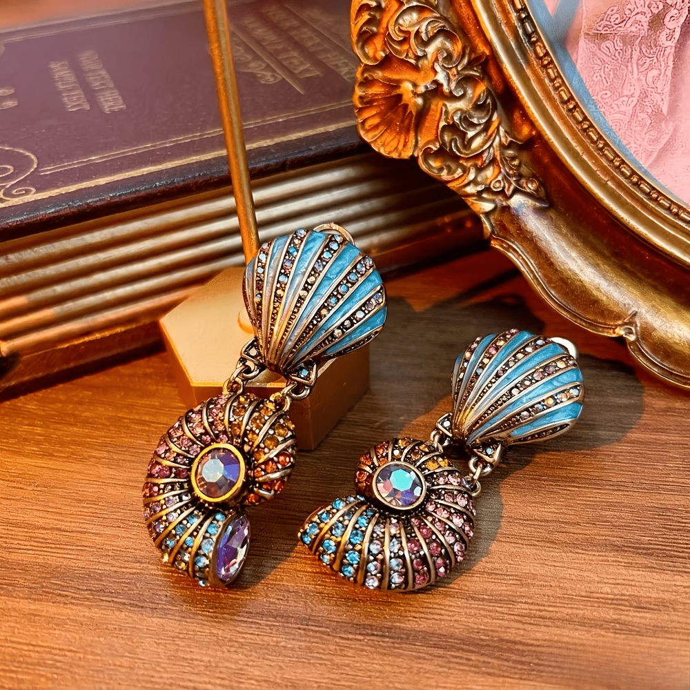 Women's Vintage Marine-Themed Enamel Stud Earrings