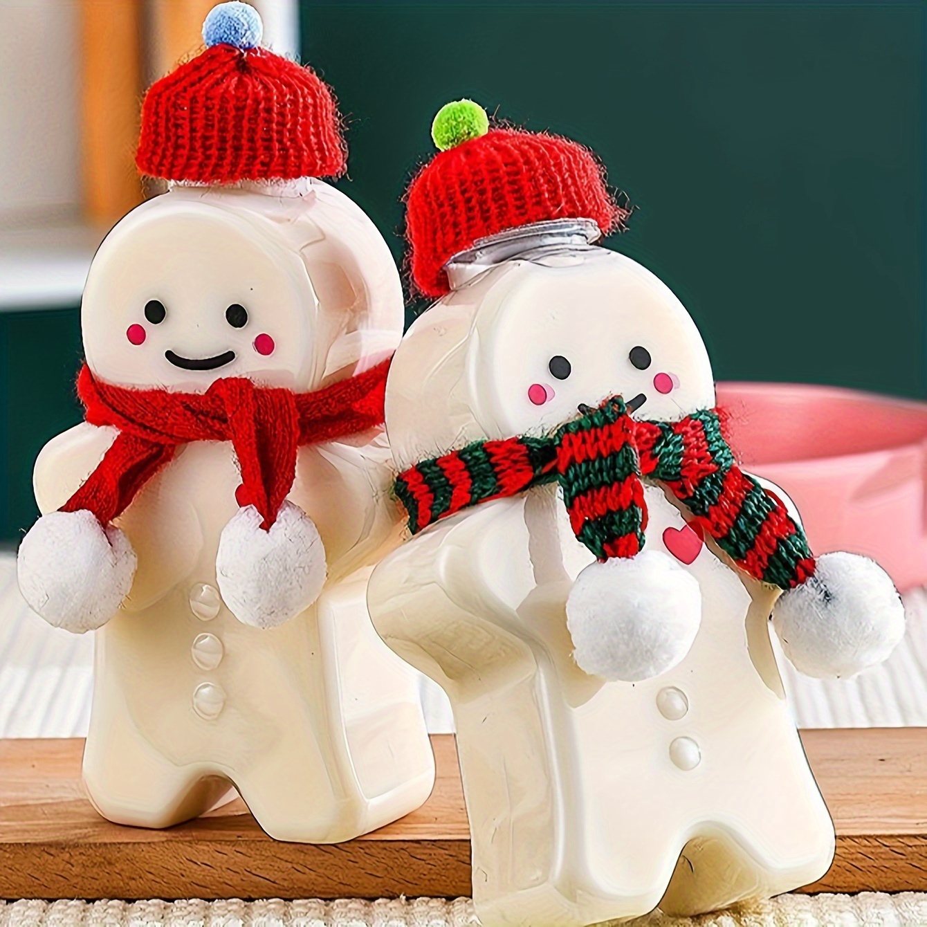 

Gingerbread For Man Cup Set – Cute Christmas Decoration For Kitchen & Dining, Handmade Plastic Beverage Containers