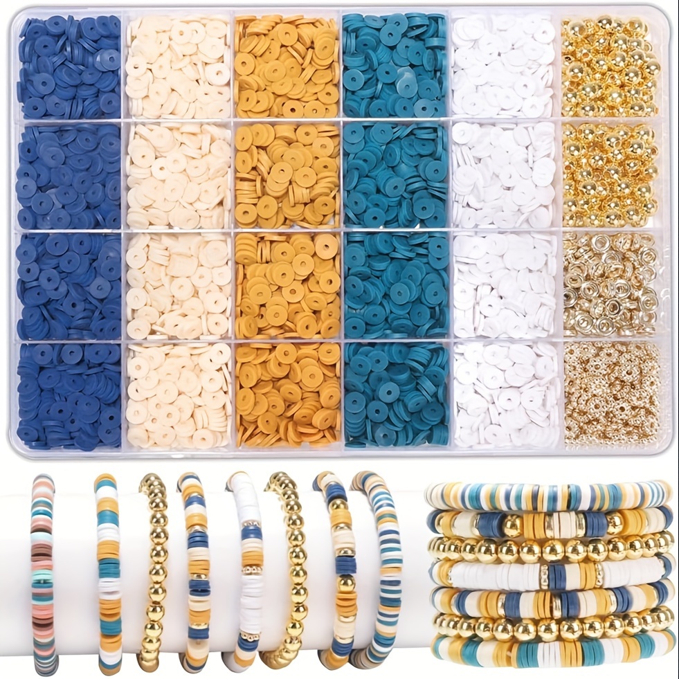 

1pack Diy Jewelry Making Kit Polymer Clay Beads Bracelet Making Kit, Flat Academy Style Beads For Making Friendship Bracelets