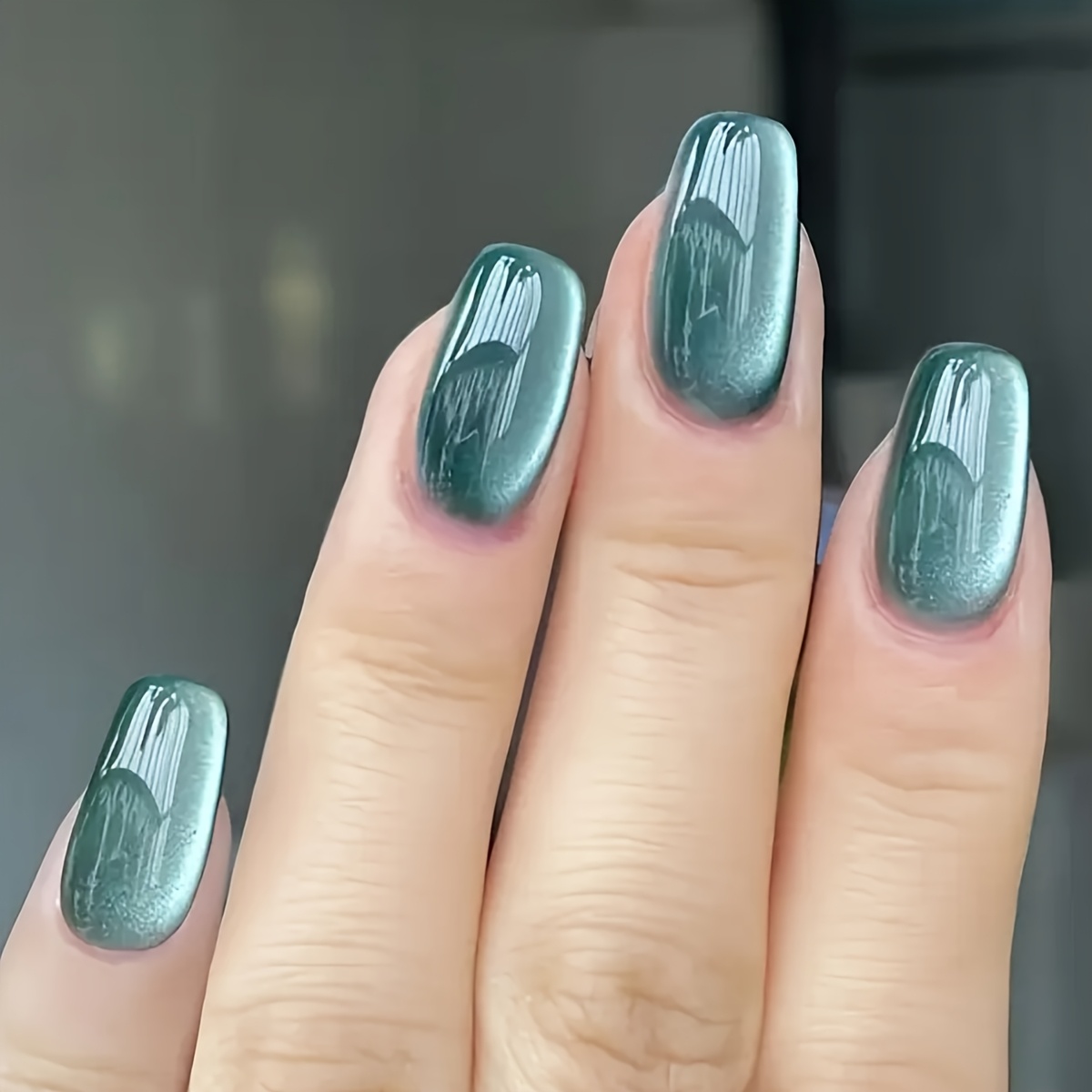 E-shop 30 Stück Medium Square Ice-Through Hellblaue Katzenaugen Press-On Nägel, Abnehmbare Nagelkunst, Geeignet für Hände und Füße, Süßes Design,
