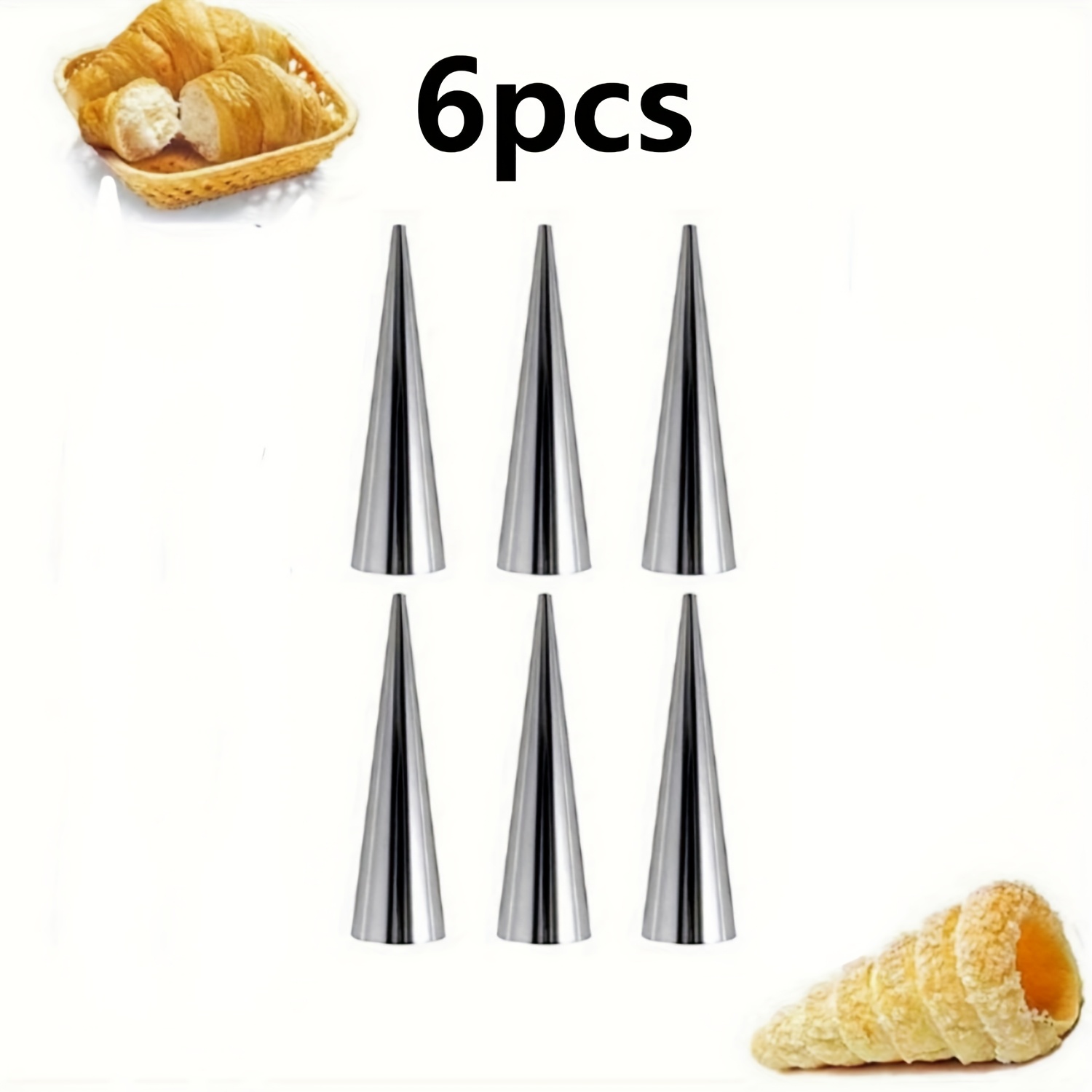 6/8/9/10/12pcs Stainless Steel Conical Danish Croissant Horns, Crescent Rolls, Spiral Conical Tubes, Perfect Baking Tools, Kitchen Supplies