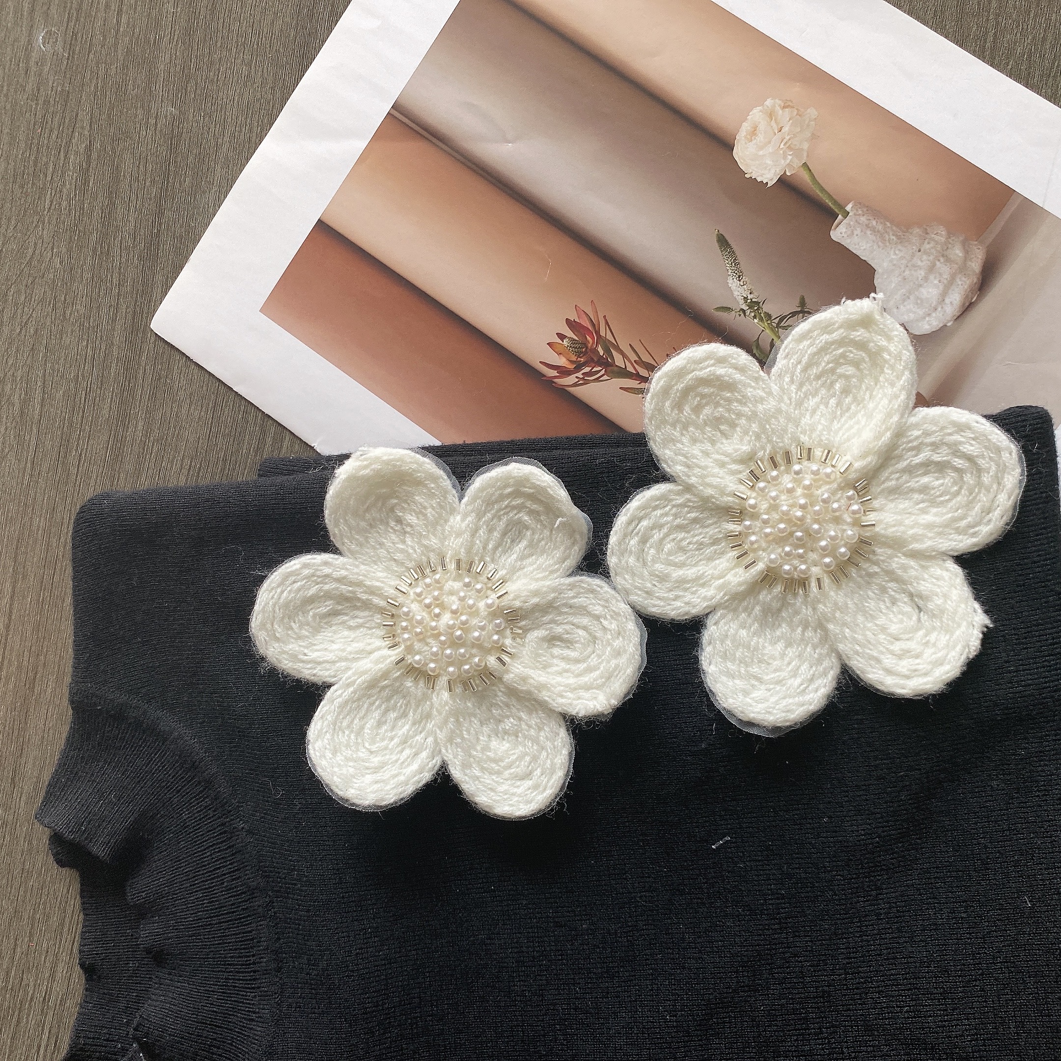 3D-Blumen-Stickerei Aufnäher – Applikation Zum Aufbügeln Oder Annähen, Ca. 28x10 Cm