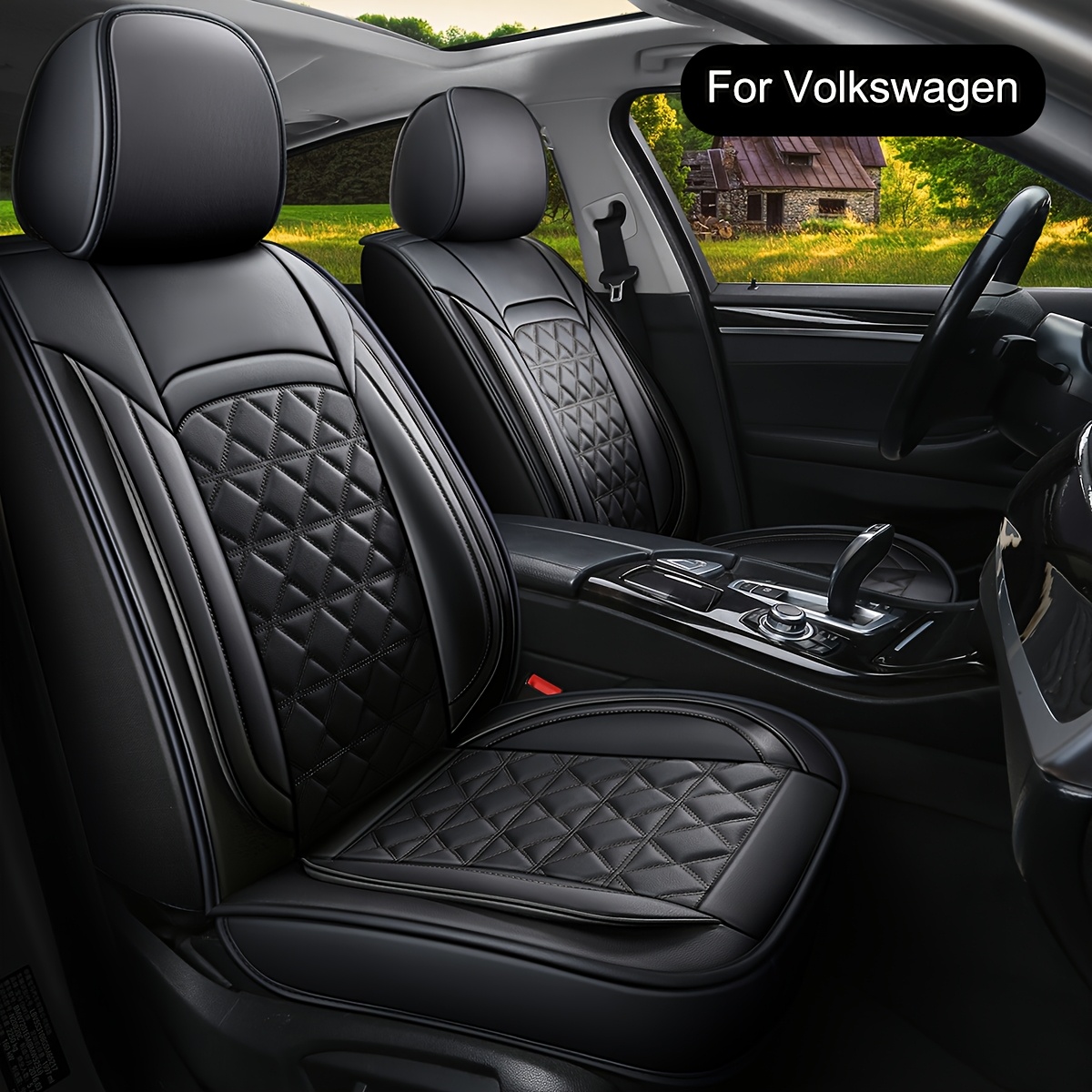Car Seat Covers Full Set, Fit For Vw Golf, Tiguan, , ,, , , Pu Leather Car Seat Protector, Universal Car Seat Cushion, Adjustable Car Seat Covers Front Seats And Back