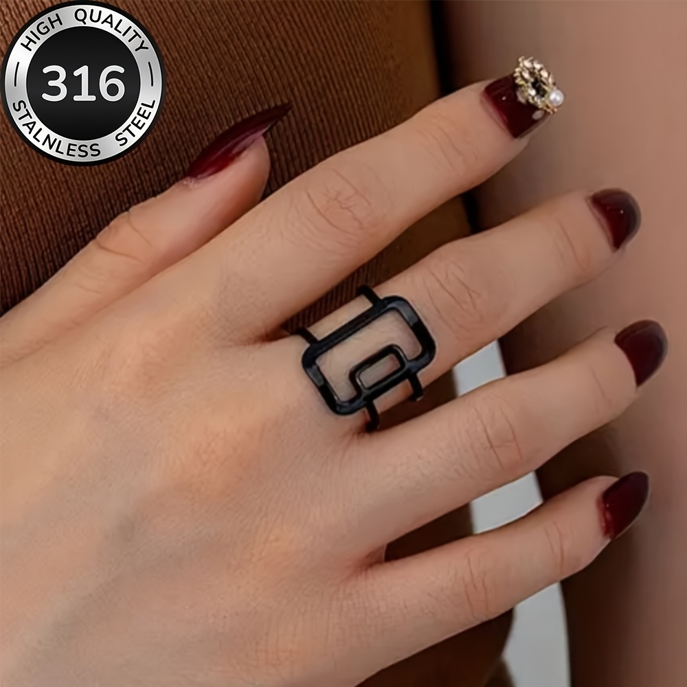 E-shop Hochwertiger Edelstahl Geometrischer Offener Ring, KC, Verblassungsresistent, Bequem Vielseitig, Einfach Elegant, für den oder Partys,