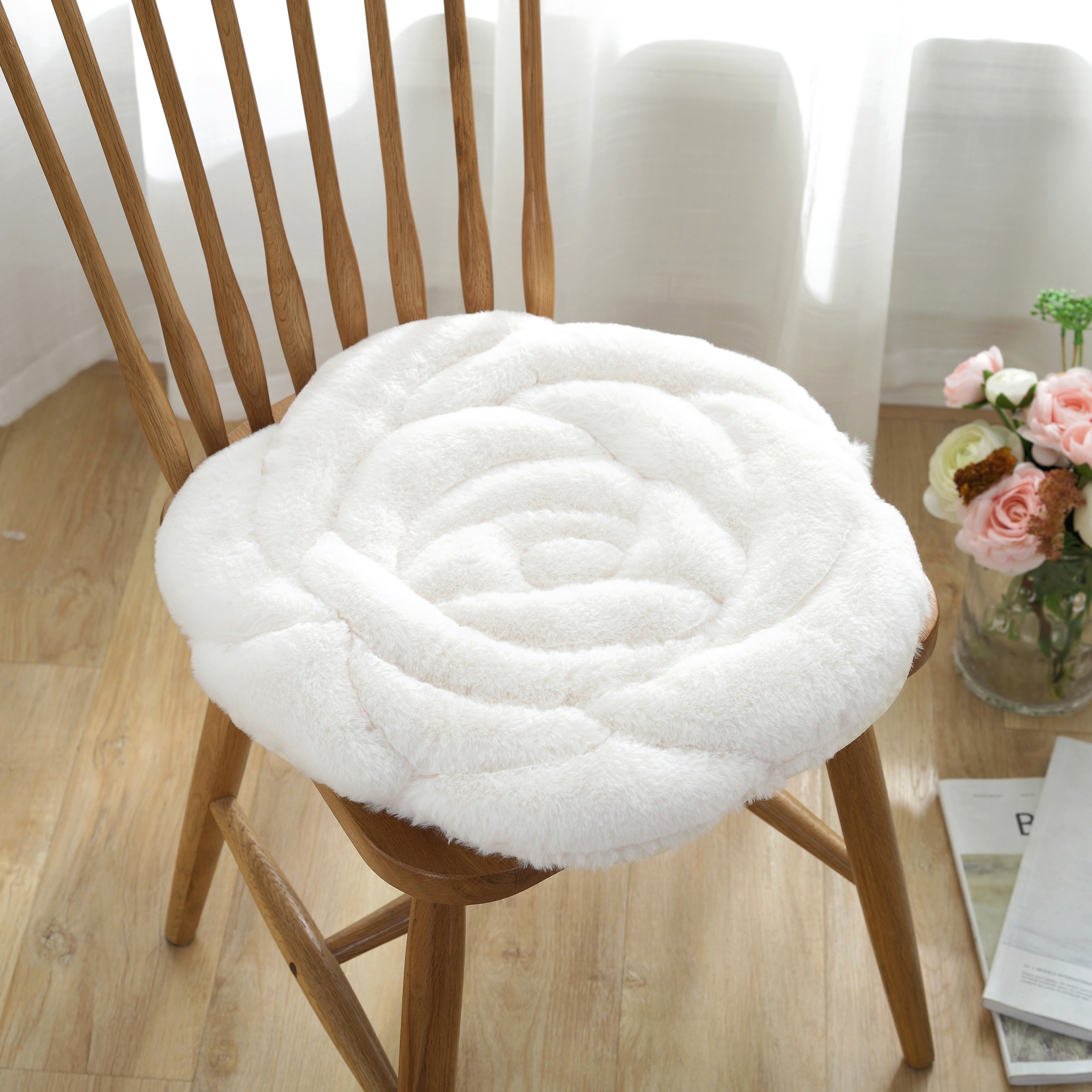 1pc Rose Flower Shaped Thickened Chair Sofa Cushion