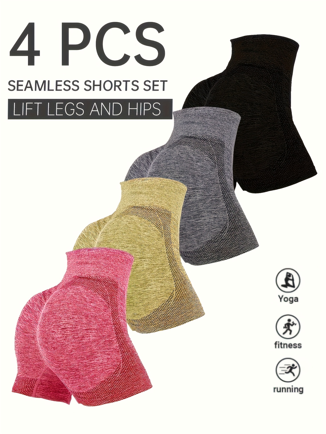 4-Piece High-Waisted Breathable Yoga Leggings Set