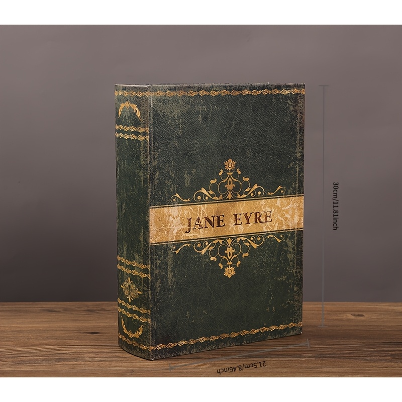 TEMU Libro Americano Vintage a - de Almacenamiento de Madera y Cuero con Abatible, Adorno Decorativo y Compartimentos Ocultos para Decoración,