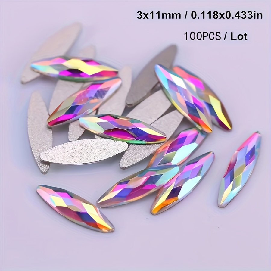 100pcs/pack, Raindrop Crystal Ab Nail Art Rhinestones Flat 3d , Suitable For Making Additions Shoes, Clothes, Face Painting, Bags, Nail Decoration, Nail Diamonds