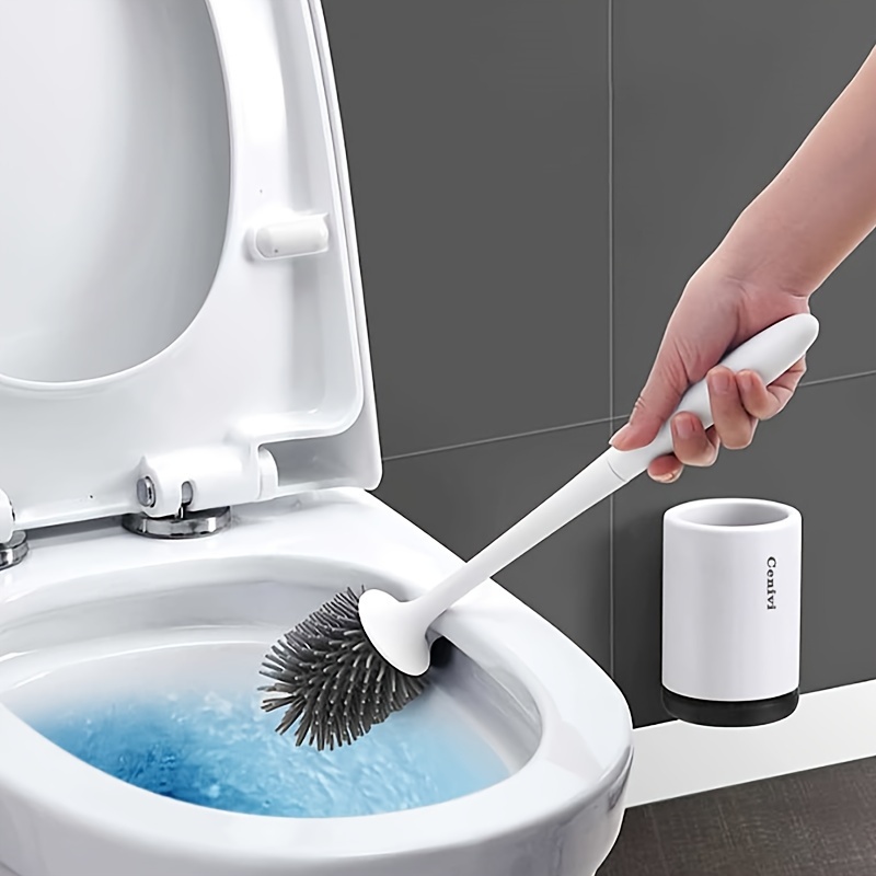 

1pc Toilet Brush Household Wall Mounted Soft Fur Round Head Long Handle Toilet Cleaning Brush