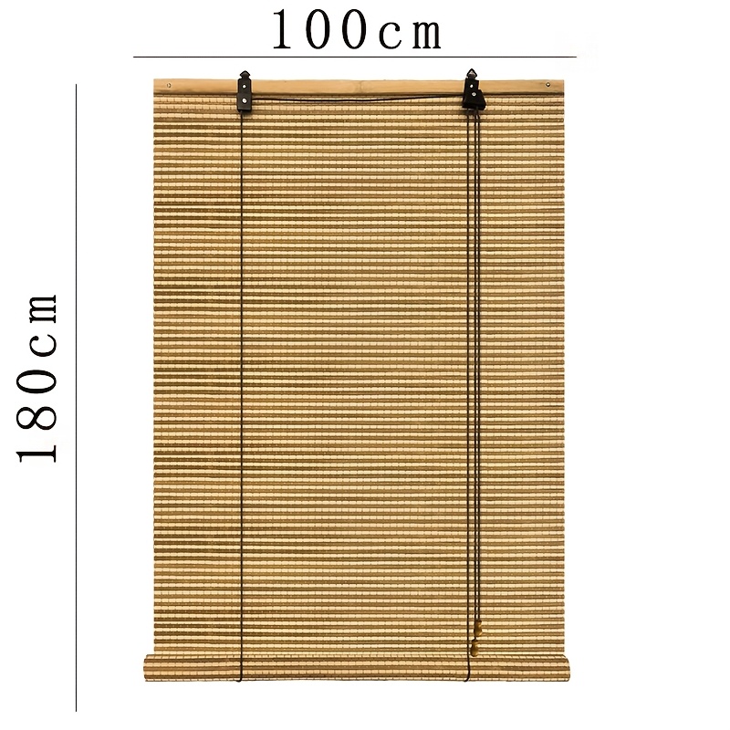 1   de 6 tamaños opcionales cortina de bambú con enrollador, cortina de bambú natural, fresca, transpirable, multifuncional, decoración de sombreado, hogar, estilo retro, tejida a  , adecuada para varios tamaños de puertas y ventanas,   instalación,  