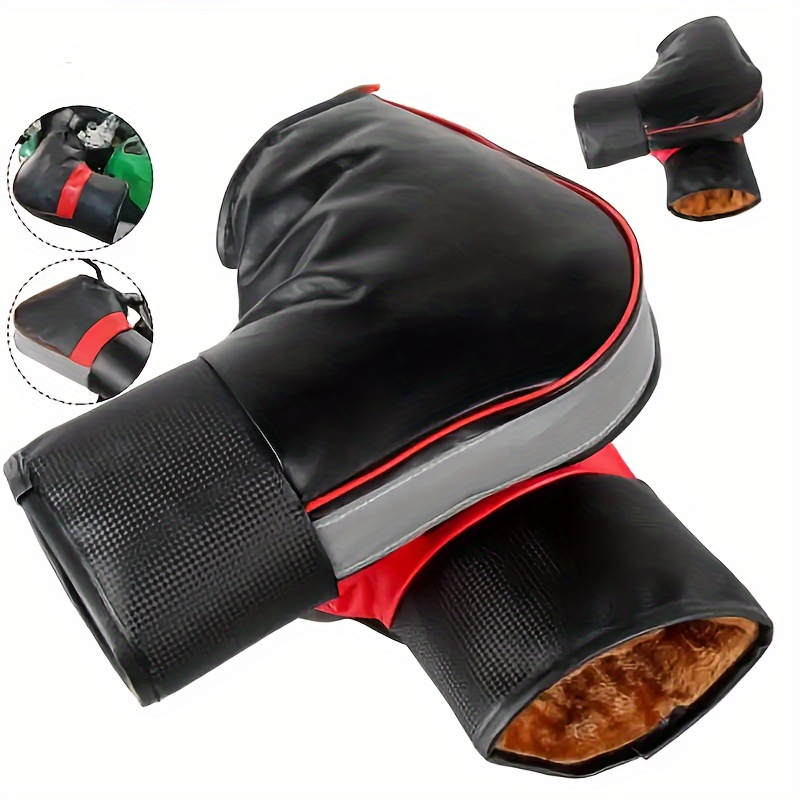 

1 Pair Waterproof Pu Leather Bike Handlebar Mitts With Drawstring Closure - Ideal For Winter Riding