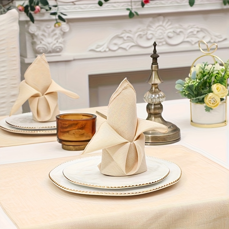 Image of 12pcs Hotel Mouth Napkins, Western Restaurant High-end Cloth Napkins, 45x45cm Square Napkins For Weddings And Party Supplies