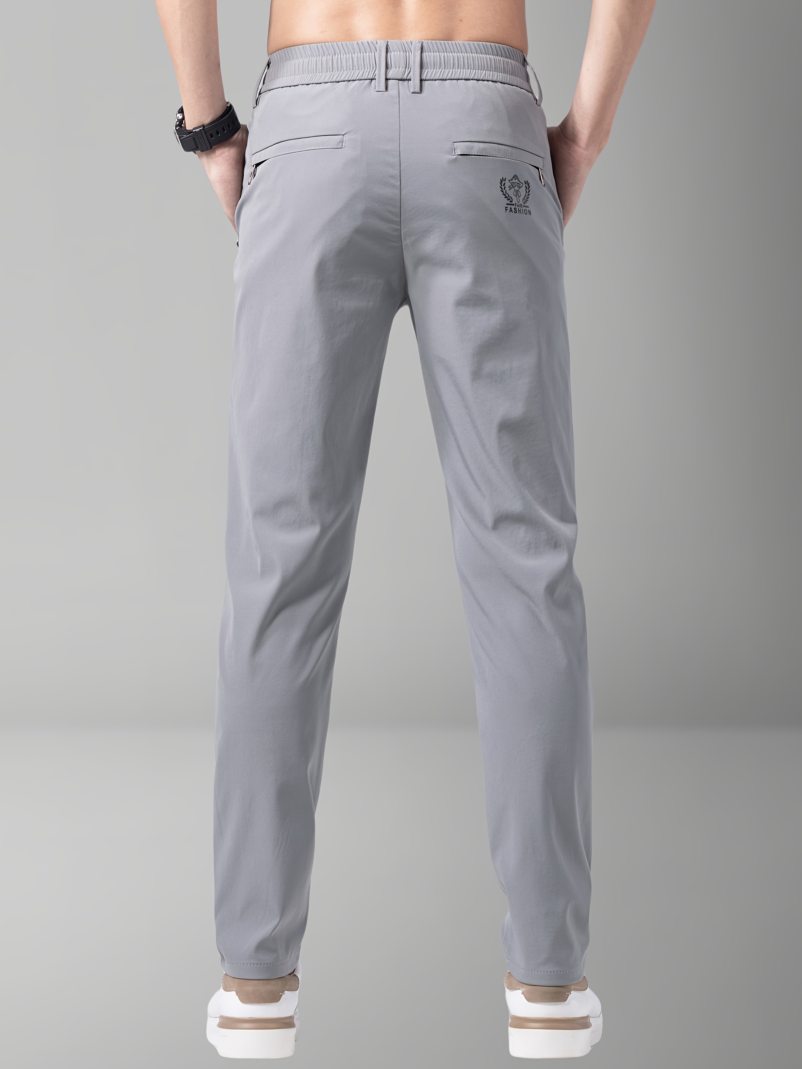 mens summer sports pants gray drawstring waist zippered pockets casual outdoor athletic wear for tennis golf casual athletic wear casual sportswear polyamide fabric details 2