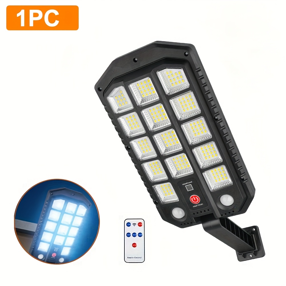 Image of 1pc Solar Street With Remote Control, 220led Solar Sensor With 3 Lighting , 270° Wide Angle Lighting Safety Solar Flood, Suitable For Commercial Streets, Parks, Courtyards, Garages