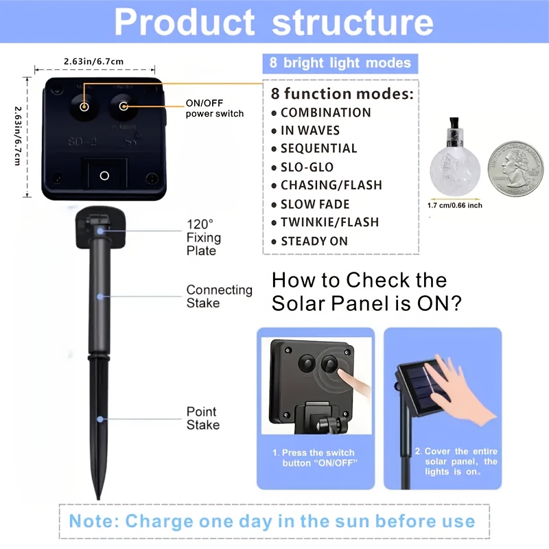 Smart Solar Crystal Lights with 12 Lighting Modes