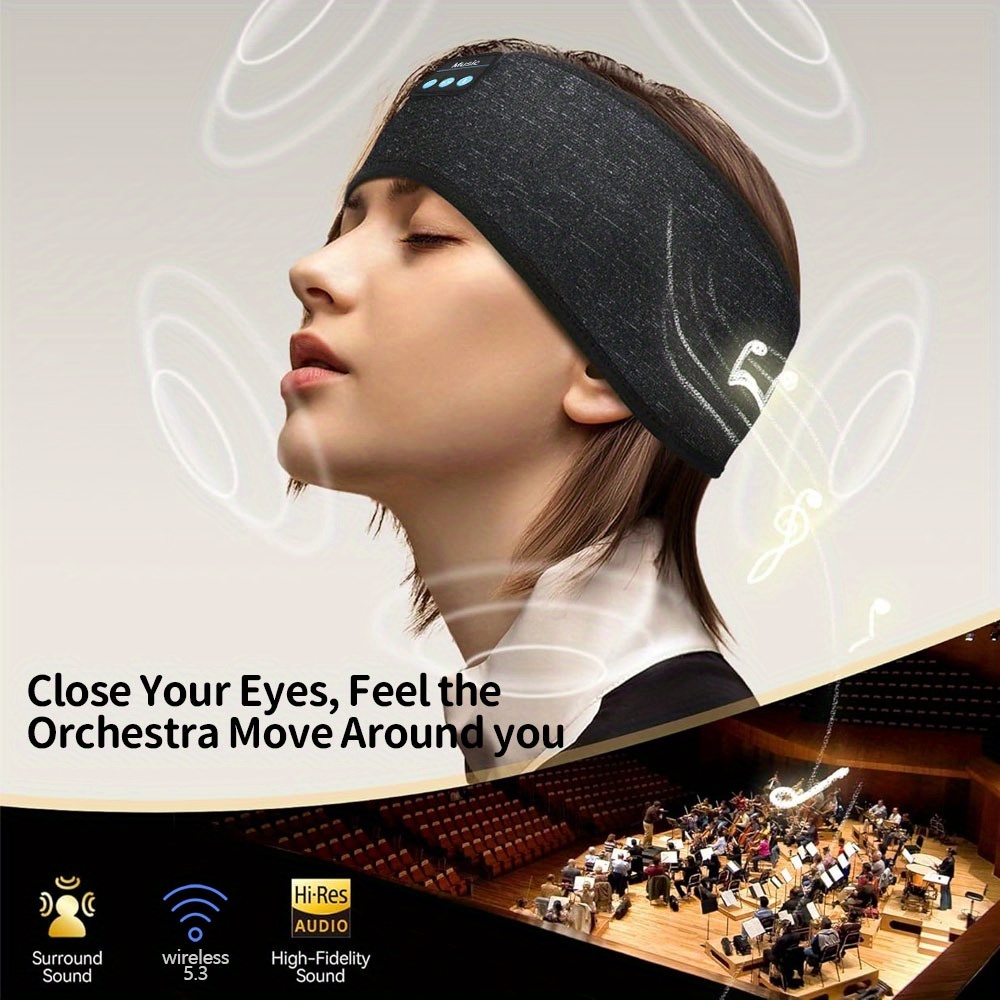 wireless wireless sleep headphones eye mask style soft 3 in 1 sleep headphones suitable for side sleepers with 12 hours of   time ultra thin wireless 5 3 features washable   with noise reduction Product details 3