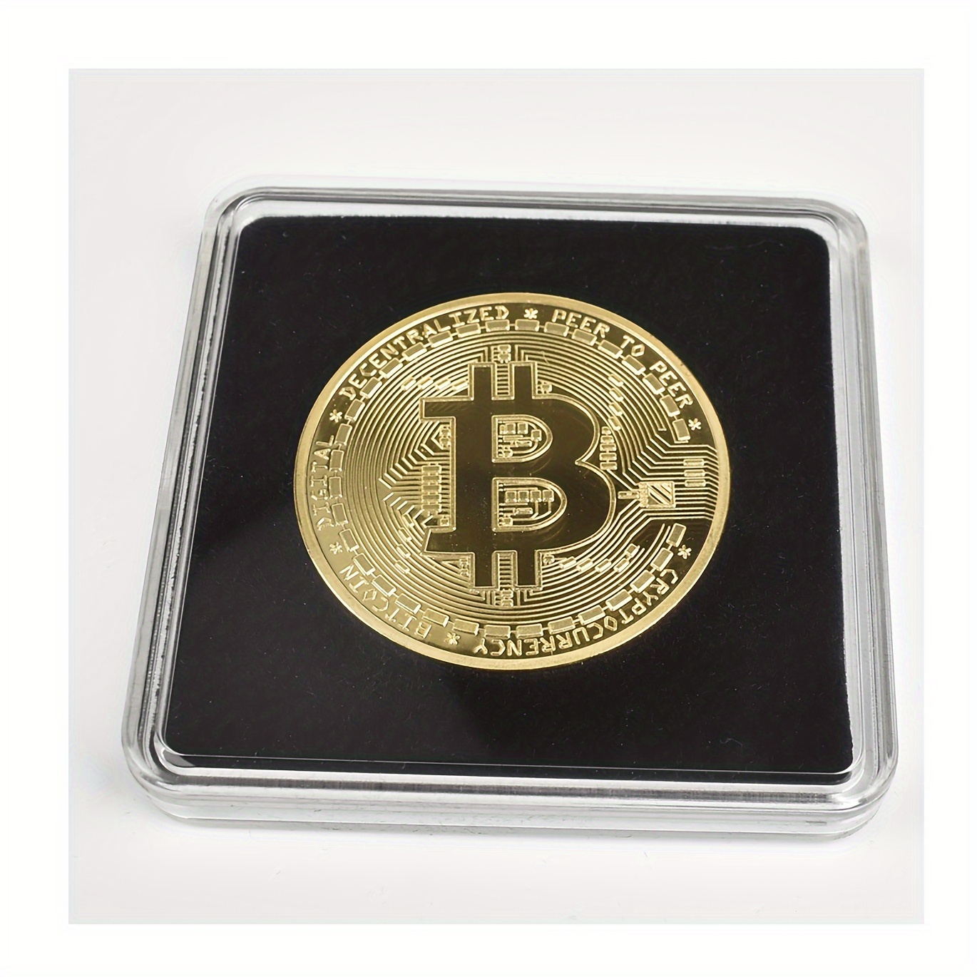 

1pc Commemorative Bitcoin Coin With Acrylic Display Case - Iron Collectible Replica For General Gifting, Christmas, Universal Celebrations - Electricity-free, Featherless, Ideal For Ages 14+