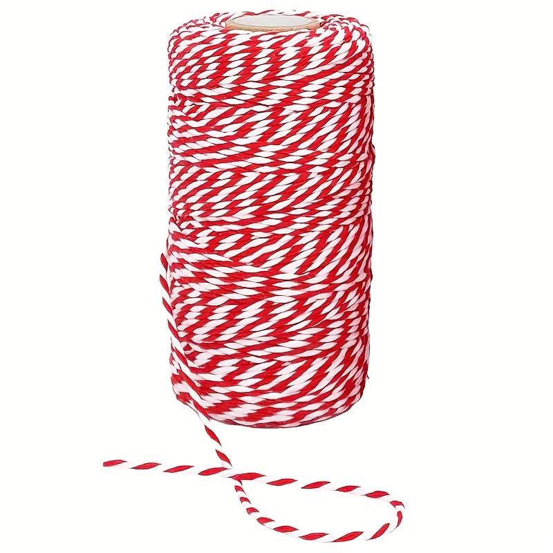 Christmas Cotton Twine String Rope Cord For Gift Wrapping - Red And White Baker String 2mm Thick 328 Feet/ 196 Feet For Arts Crafts Gardening Home Decoration, Best For Christmas