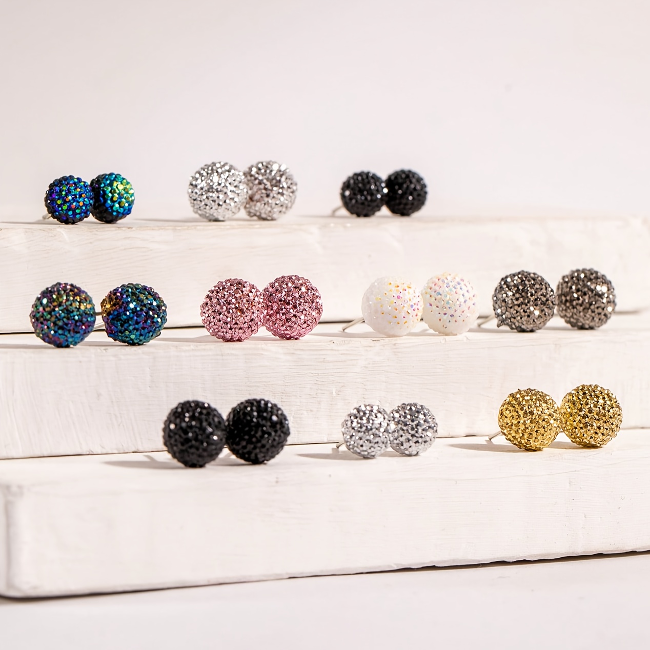 

10 Pairs Cute Resin Ball Earrings For Women, Fashion Simple Colorful , Iron Ear Needle, Daily & Party Wear Accessory, All Season Suitable