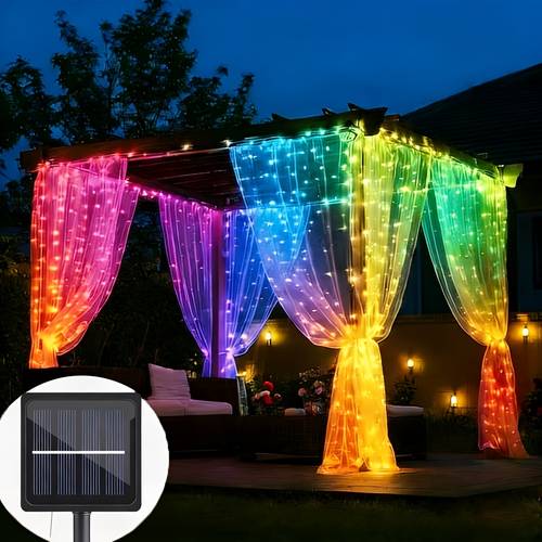 solar powered colorful string lights summer courtyard garden lights outdoor lighting decoration ip54 suitable for outdoor weddings gazebos and festive led string lights for parties camping