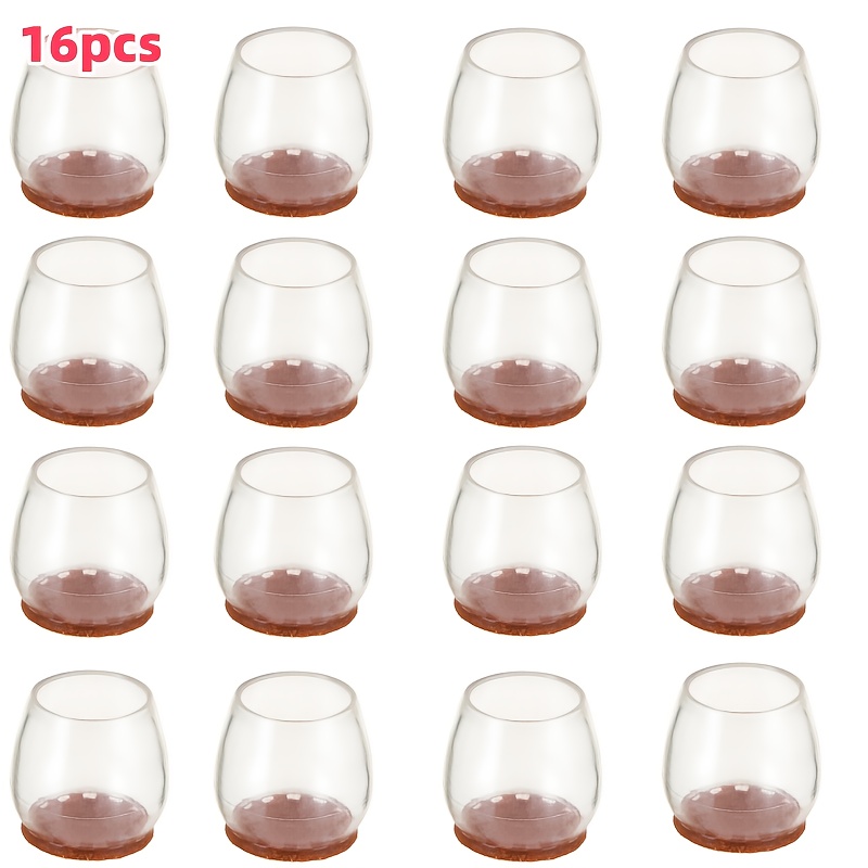 Image of 16pcs Silicone Chair Leg Protectors With Non-slip Felt Pads - Clear Round Table Base Covers For Floor Protection Silicone Chair Leg Floor Protectors