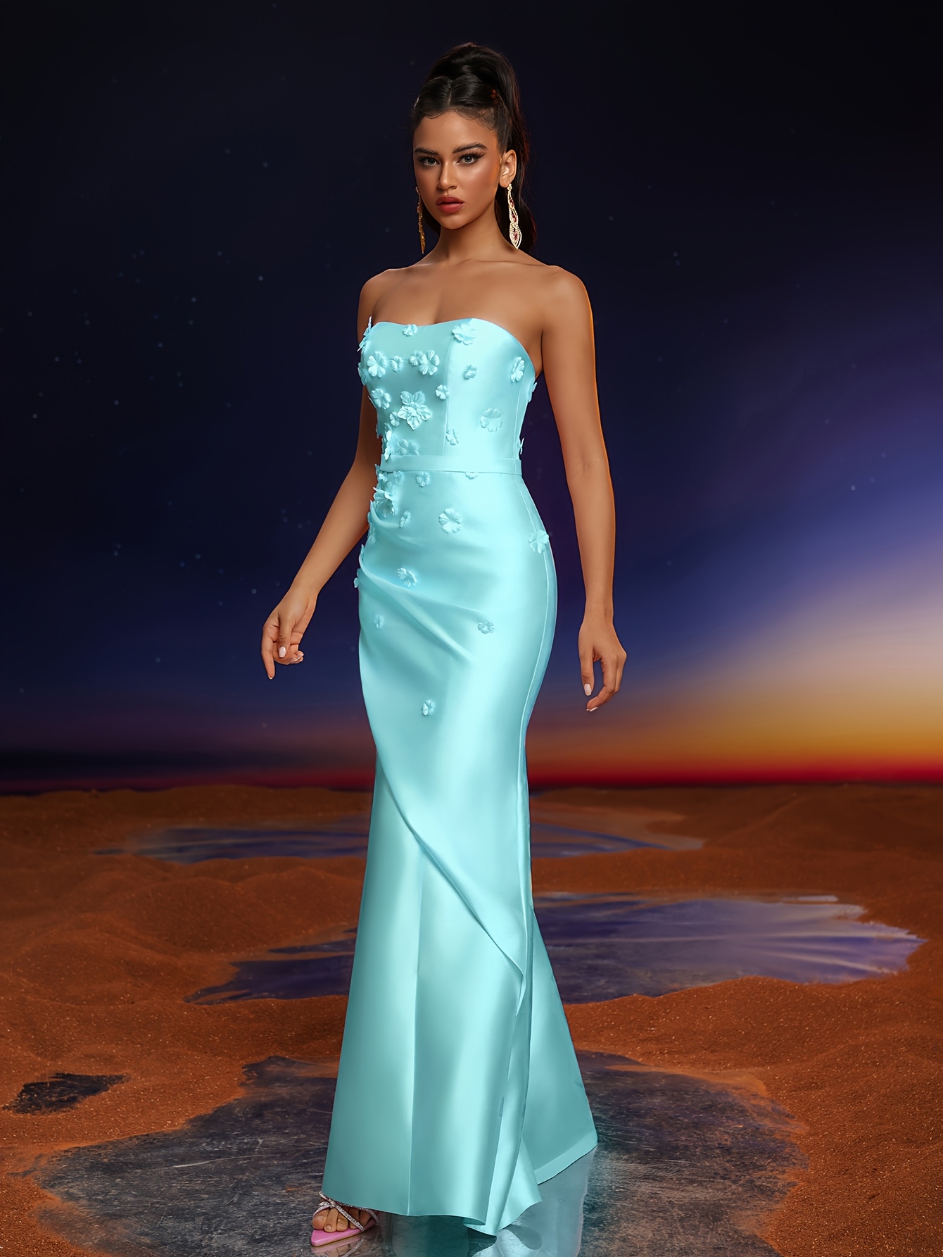 strapless 3d handmade floral mermaid bridesmaid dress - Temu Mauritius