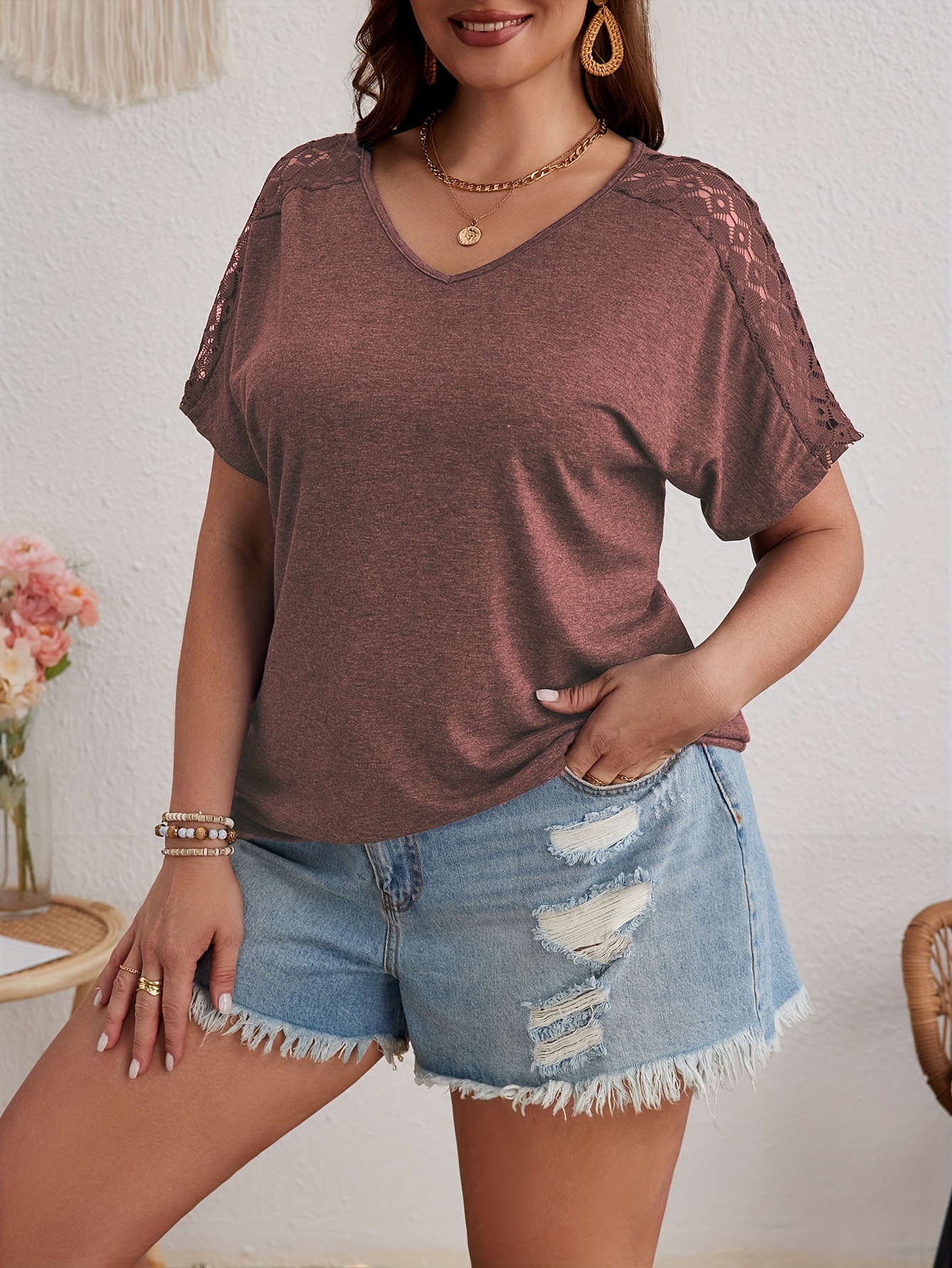 Plus Size, Plus Size Women's Ruched Batwing Sleeve T-Shirt