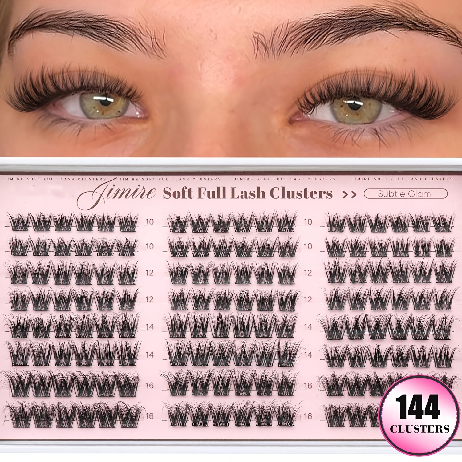 Image of Fluffy Lash Clusters, Fine Lash Clusters 10-16mm Natural Cc Single Lash Clusters, Lash Extension Products With Soft Bands Cluster Lashes 144pcs For Daily Wear, A No-makeup Look