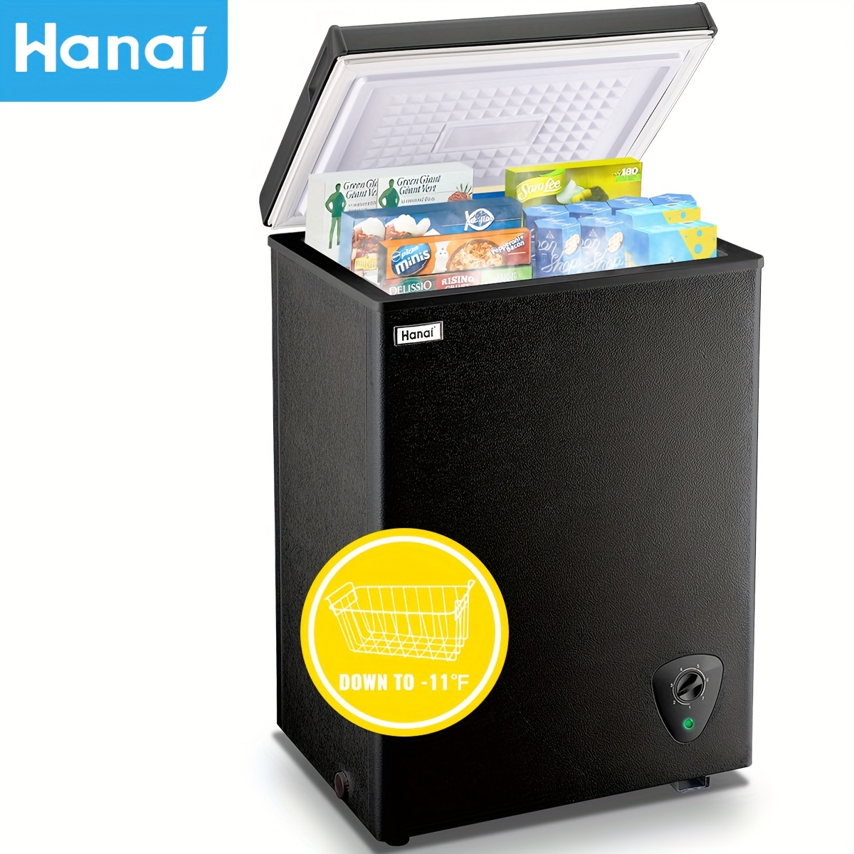 

Wanai Chest Freezer 3.5 Cu.ft Deep Freezers Compact Mini Freezer 7 Temperature Control Low Noise With Removable Basket For Dorm Apartment Home Kitchen