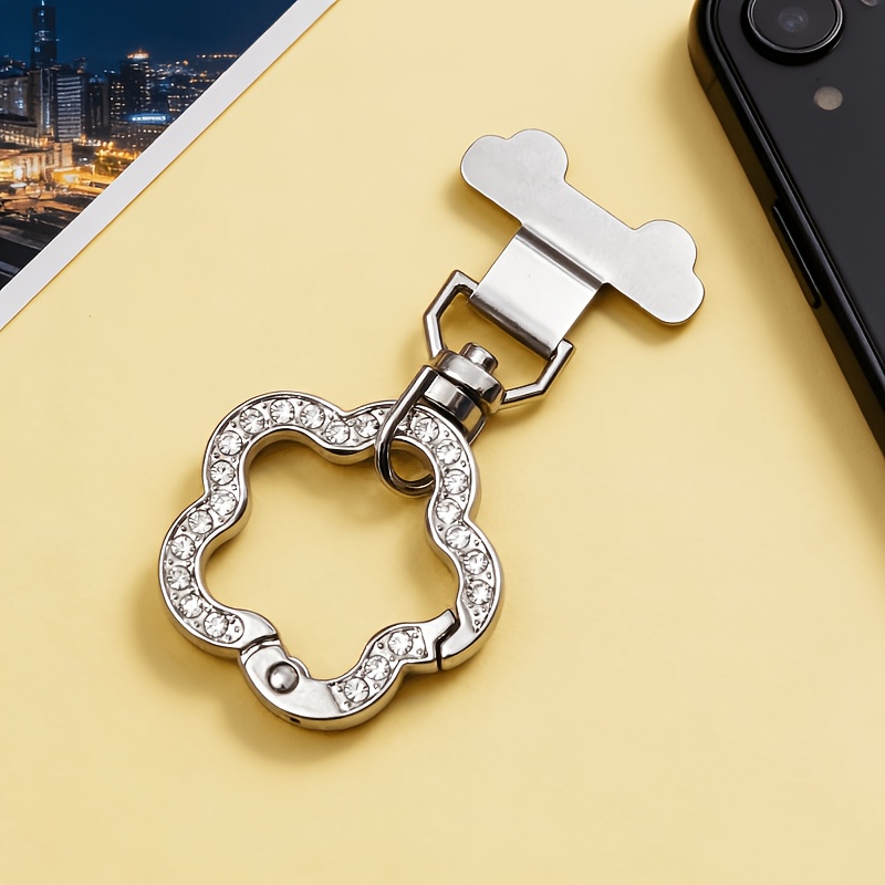 TEMU 1pc Clip per telefono in acciaio inossidabile MINI , anello in metallo con fibbia girevole a 360簞, gancio a molla, ciondolo portachiavi, catena