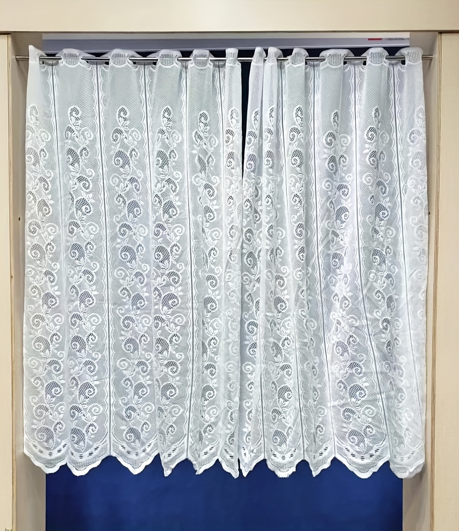 1pc country style lace white half curtain short curtain door curtain gauze curtain living room dining room decoration window gauze   kitchen partition details 5